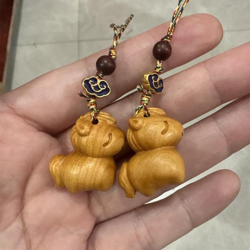 Sandalwood Zodiac Horse Carriage Keychain and Pendant