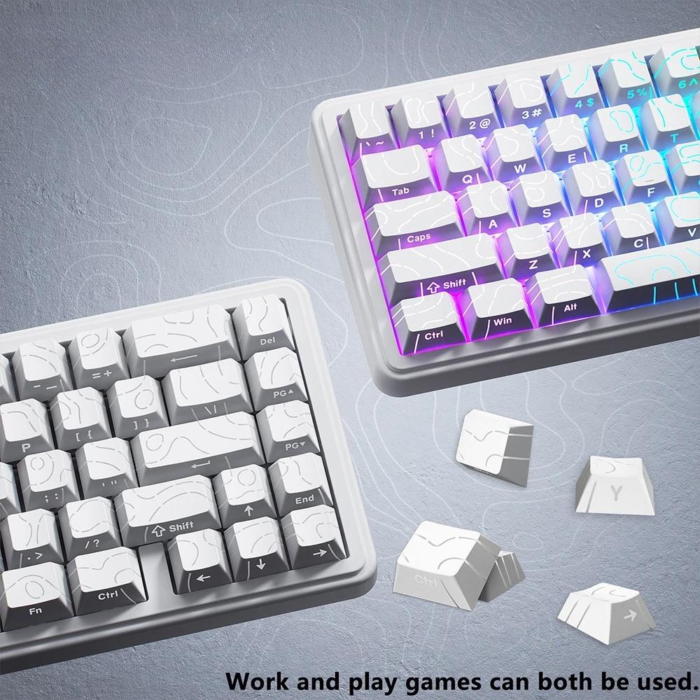 New Topographic Keycaps 4.0 Version Shine Through 98 Key PBT Cherry Profile Side Print Backlit for MX Gamer Mechanical Keyboard 3