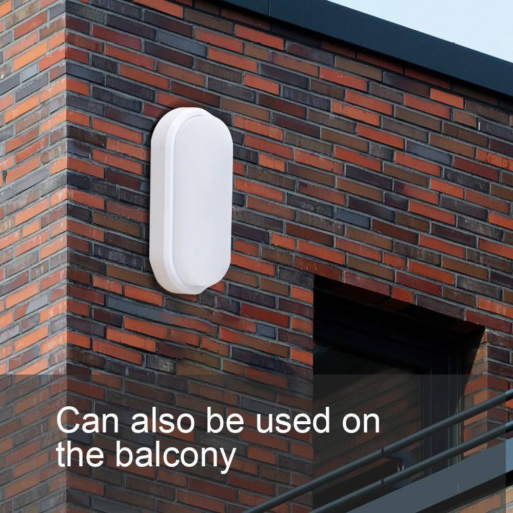 

12 Вт 15 Вт Наружный светодиодный настенный светильник Садовое крыльцо Накладной овальный бра Освещение Коридор Влагозащищенный потолочный светильник 110 В 220 В 12W&Cold White белый