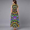 Women Oversized Sleeveless Crew Neck Dress Soft Watercolor Floral Loose Mid Calf Gown
