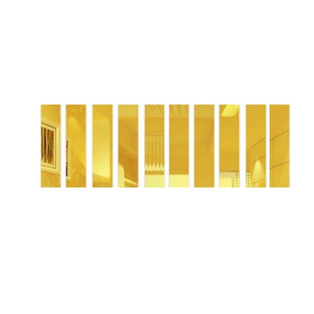 10pcs Strip Mirror Wall Sticker Acrylic Self-adhesive Waist Line for Living Room TV Background Beautiful Seam Decorative Strip