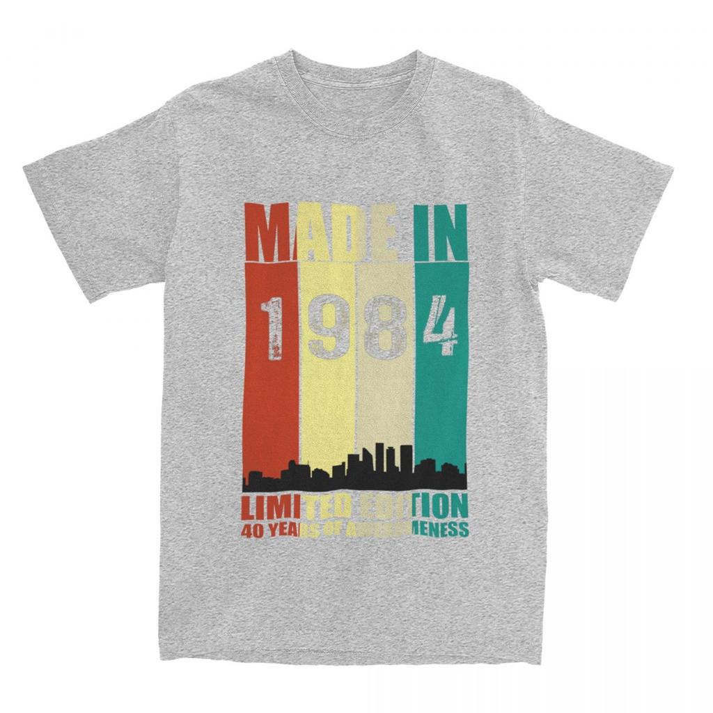 Men's T-Shirts Made In 1984 Birthday Limited Edition Pure Cotton Tees Short Sleeve 40 Years Vintage T Shirts Crewneck Tops