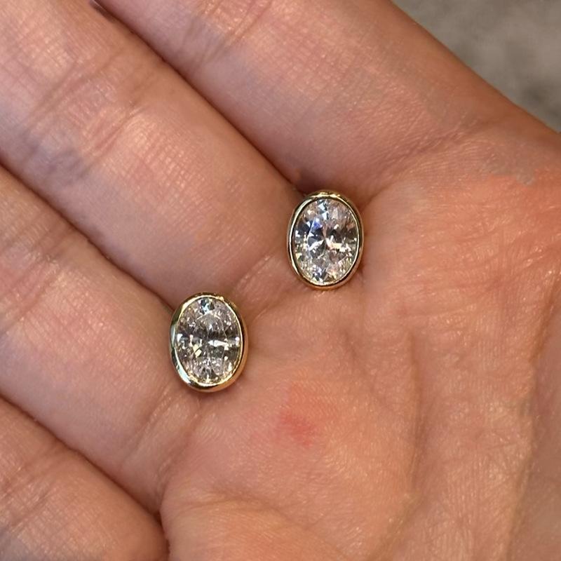 OEVAS Classic Oval/Water Drop Bubble Zircon Earrings for Women S925 Silver Plated Gold Party Fine Jewelry