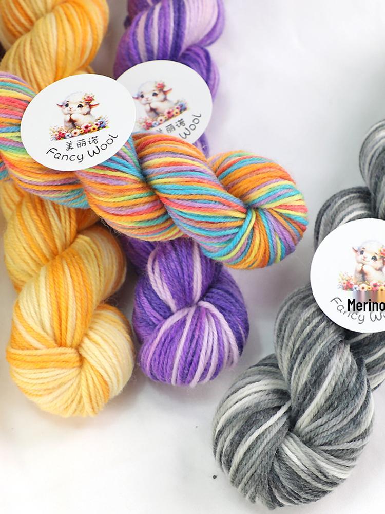 Hand-Dyed Variegated Wool Yarn: Ideal for DIY Knitting, Medium-Thickness Cotton, and Wool Blend for Hats and Scarves