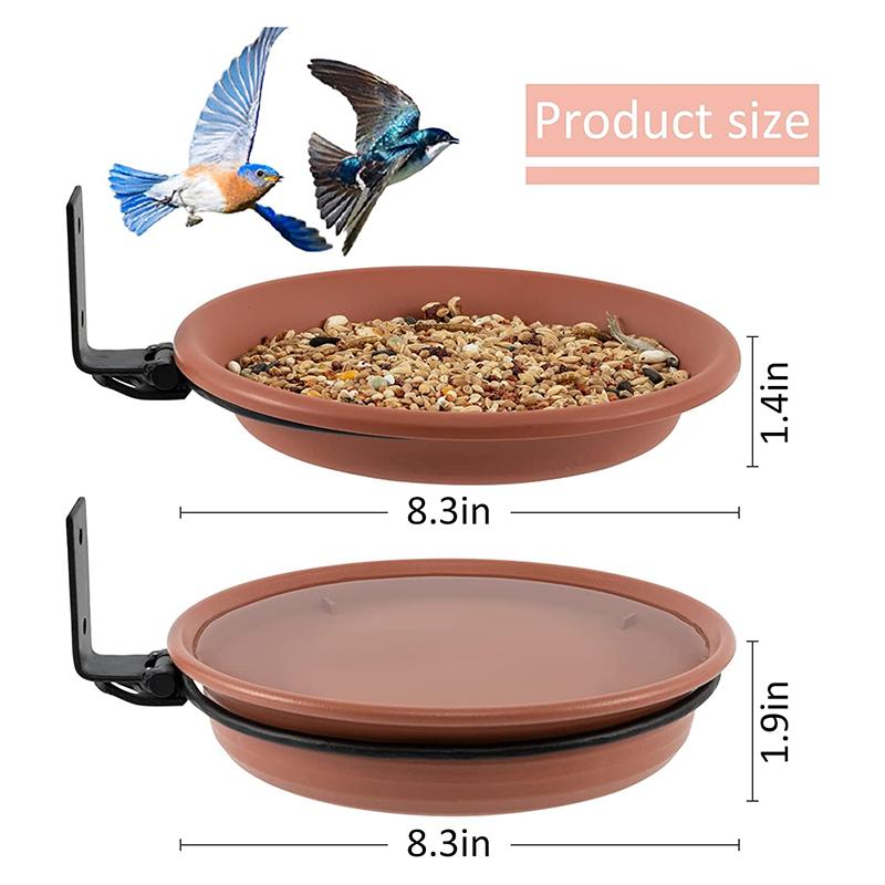

2 Layers Wall Hanging Bird Feeder Tray Bowl Tree Mounted Bird Bath Spa Include 2 Bird Trays Metal Rings Screws Attracts Birds