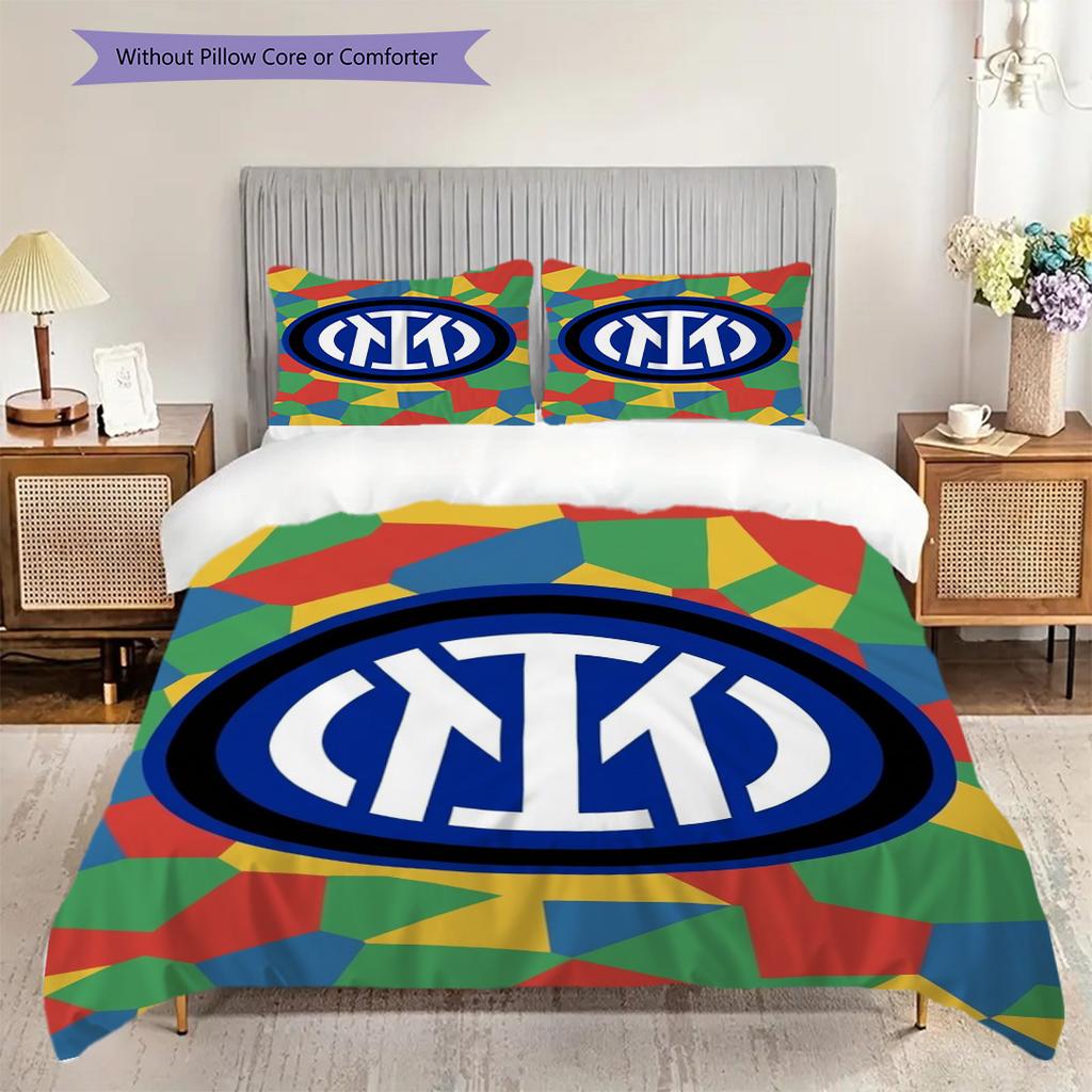 Set tre pezzi Design Emblema Inter (1 * copripiumino + 2 * federa, senza nucleo) Set biancheria da letto Regalo di Natale per compleanno Morbido e confortevole