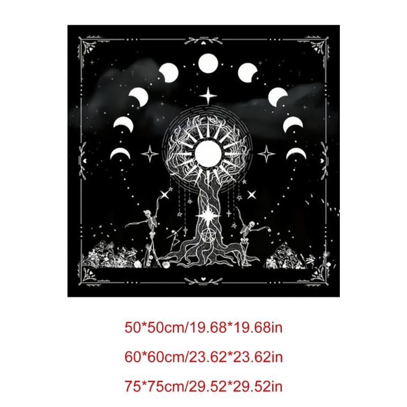 Mystical Moons Phase Tarots Cloth Thickened Nonslip Table Cloth Tarots Tablecloth for Spiritual Practices
