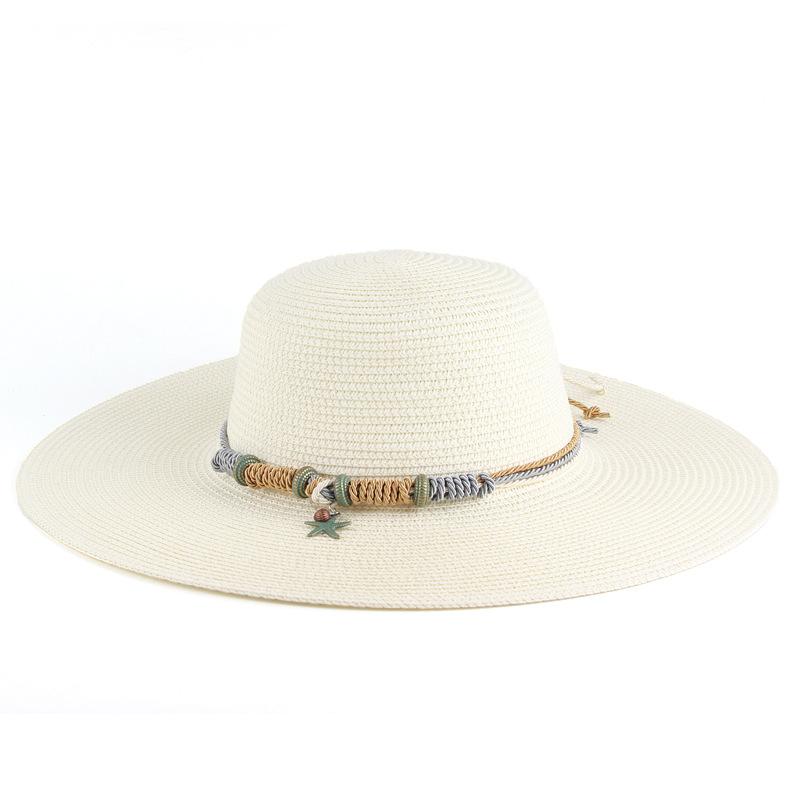 Summer Ladies Outdoor Travel Visor Beach Large Brim Sun Hat Dome Straw Hat