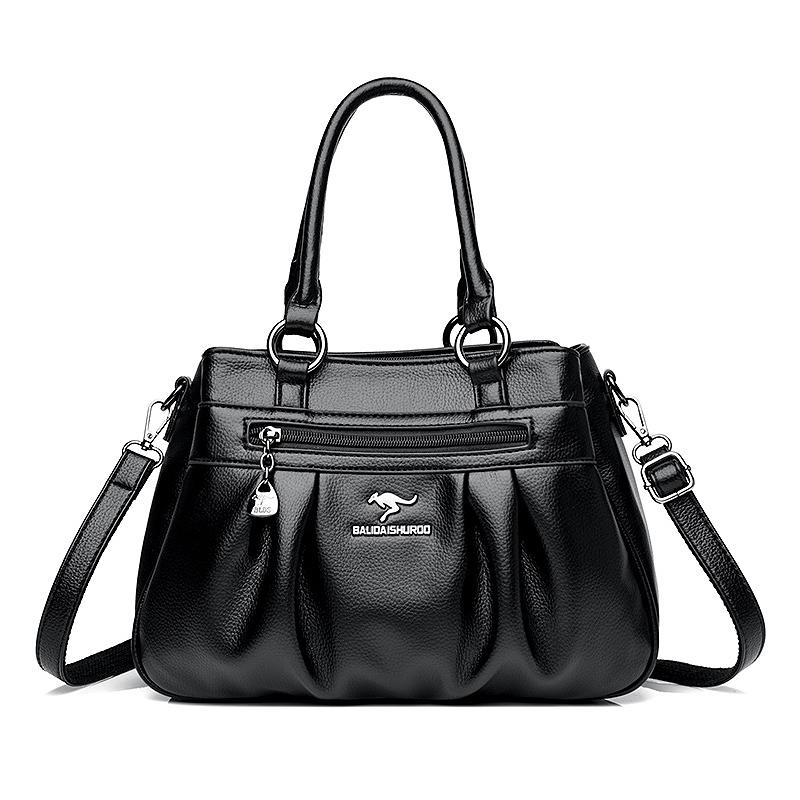 

Вместительная сумка-тоут для женщин/Кожаная Женская/Женская Кожаная Сумка с Драпировкой чёрный