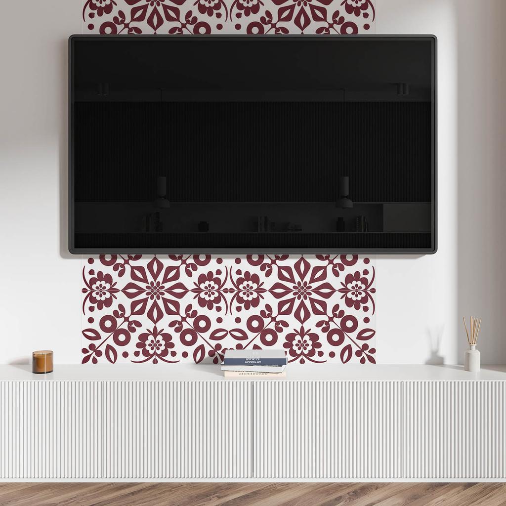 Self-Adhesive Vinyl Panel - Wall Decoration For Office 120X60 Cm Floral Pattern With Leaves