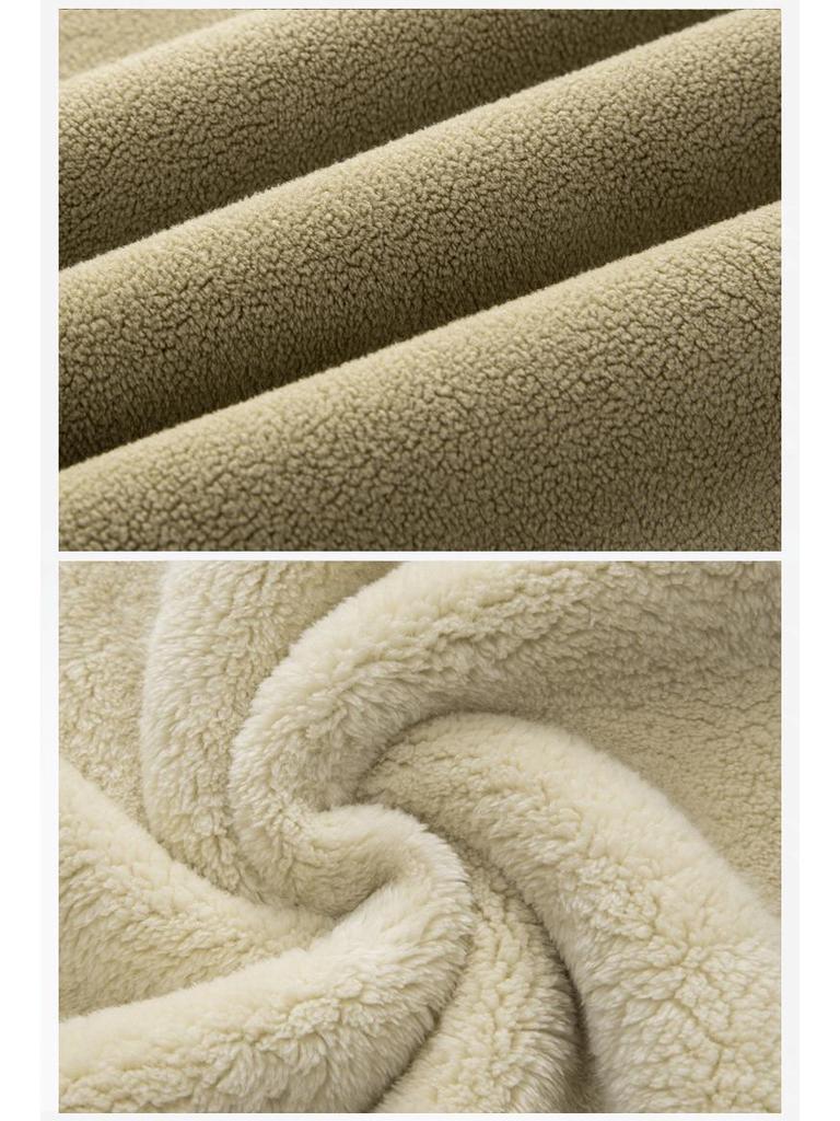 Men's Heavyweight 600G Lambswool Hoodie, Velvet Thickened Fleece, Round Neck, Warm Pullover, Autumn Winter Outerwear.