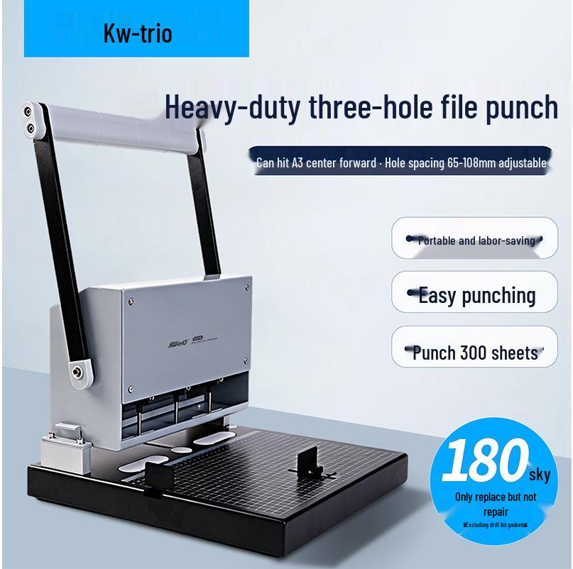 Kede You Adjustable A4/A3 Three-Hole Punch, Labor-Saving Drill Bit, Binds 300 Sheets