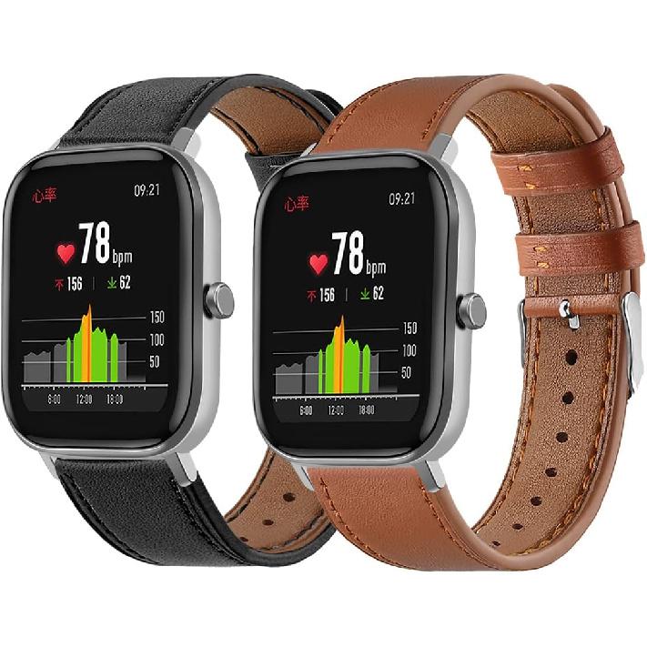 FitTurn Leather WatchBand Compatible with Amazfit Bip 6/Bip 5/Pace/Cheetah/Stratos 2 3/GTR 4/GTR 3/GTR 3 Pro/GTR 2/GTR 2e/GTR 47mm Smart Watch for