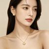 Elegant Four Leaf Clover Cat Eye Stone Earring Necklace Set Women Minimalist Chic Office Wear