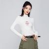 Autumn Solid Color Sweet Printed T-shirt with Gentle Temperament, Paired with Slim Fit Long Sleeved Top