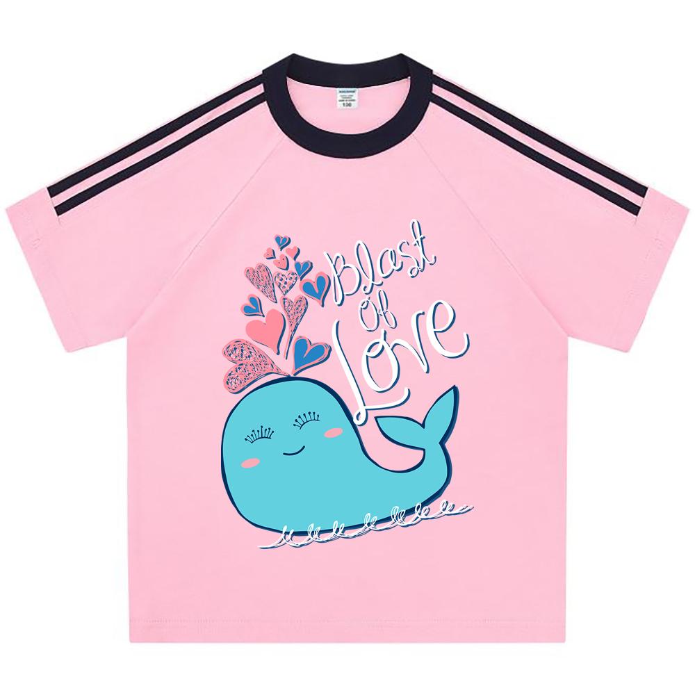 

Kids 100% Cotton T-shirts Boys And Girls 200 GSM Cotton Tees cute whale Cartoon Print Child Tshirts 150 білий