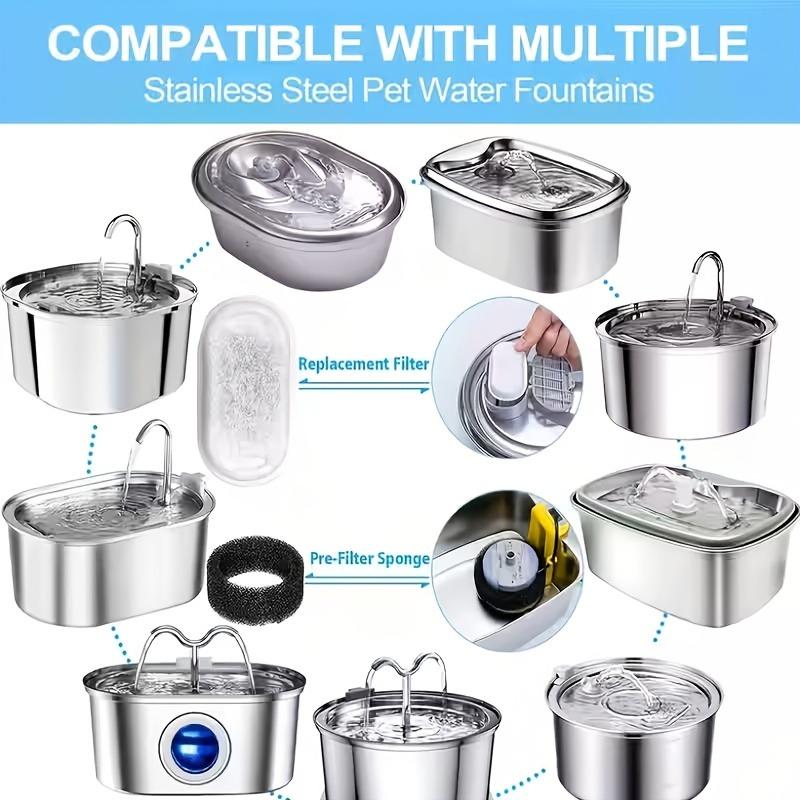 40pcs Cat Water Fountain Filter Set 20pcs Filters + 20pcs Sponges - Compatible with 108/3.2L and 67oz/2L Pet Drinking Fountains
