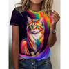 Summer New Women's 3D Digital Print T-shirt Loose Casual Round Neck Short-sleeved Creative Animal Print Top Y2K Streetwear