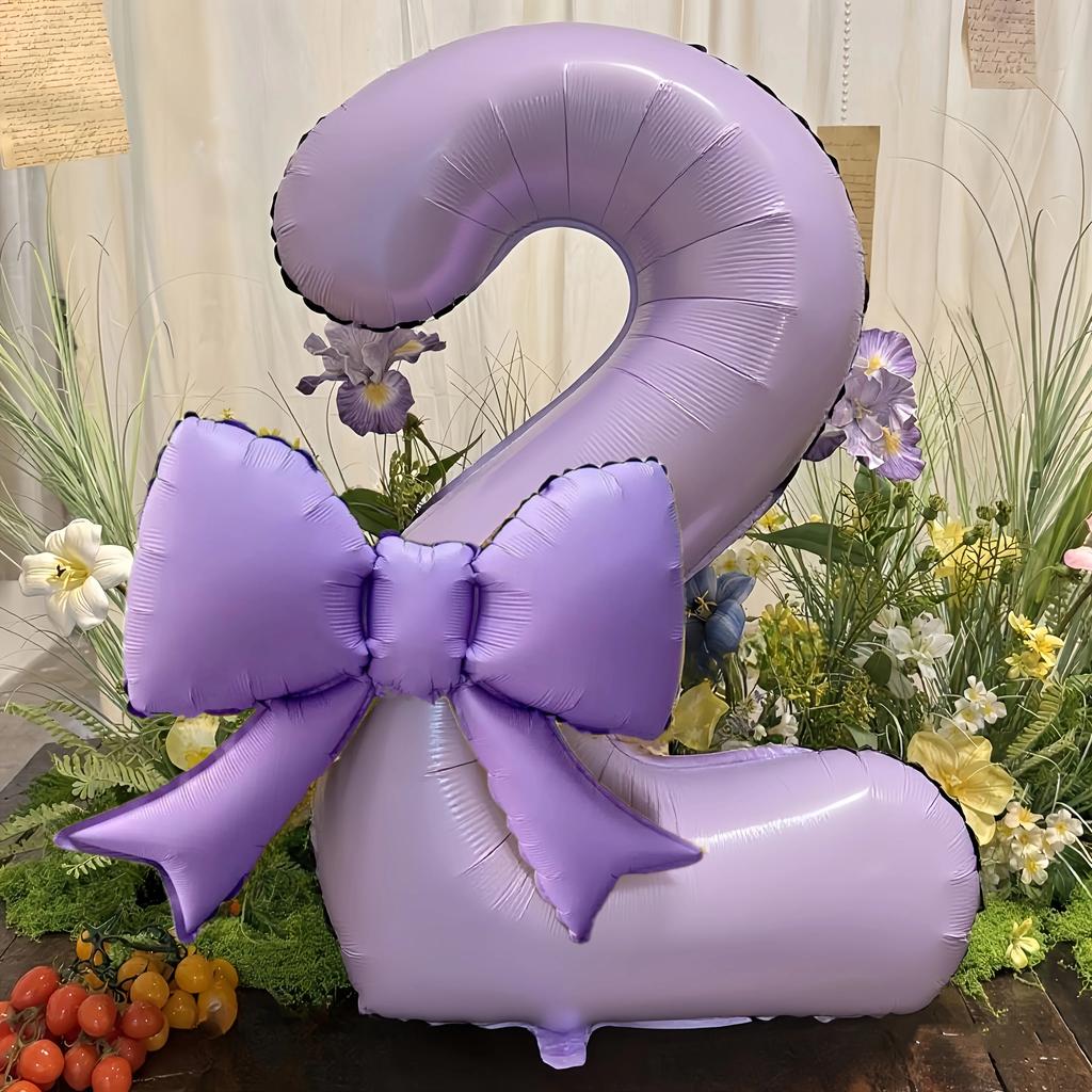 Bow 40inch Cream Purple Number 0-9 Balloon Children Adult Birthday Decoration Festive Party Supplies Anniversary Balloon