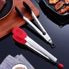 Silicone Head BBQ Grilling Tongs Stainless Steel Non-Stick Steak Bread Clip Anti-Scalding Food Clamp Kitchen Cooking Utensils