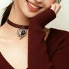 Punk Unregelmäßiger Kristall-Herz-Anhänger Leder-Choker-Halskette für Frauen Goth Ästhetik Personalisierte Accessoires Grunge Schmuck