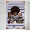 Vintage Style Police Mugshot KUZA Metal Tin Sign, Robert Freeman Huey Riley Reeb ID Cards Art, Retro Purple Worn Aesthetic Home