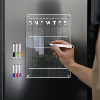 Magnetická samolepka na lednici Průhledný akrylový kalendář Týdenní plánovač Magnetický rozvrh Opakovaně použitelná tabule Zpráva na lednici Jídelní lístek Gadžety