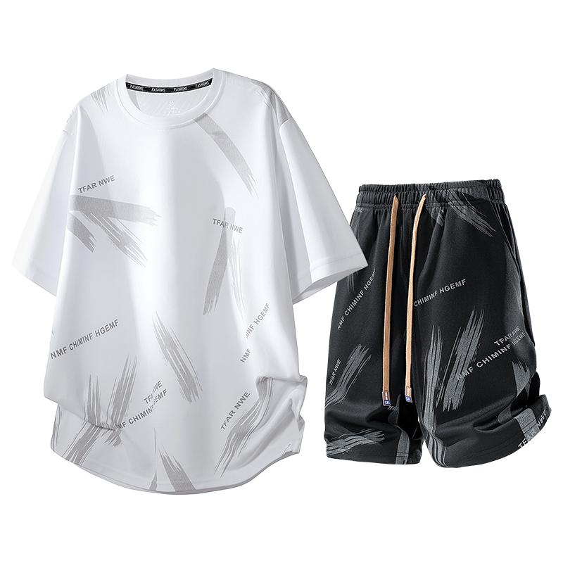 Two-piece Set Of Short-sleeved Shorts, Loose And Breathable Casual Running Fitness Suit