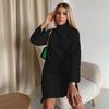 2023 Spring High Neck Long Sleeve Slit Sweatshirt Dress for Women