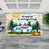 1pc 2D Flat Happy Camping RV Caravan Forest Sun Flannel Door Mat Non Slip Outdoor Theme Rug For Entryway Porch Floor
