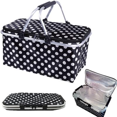 Felimoa Cooler Picnic Foldable Cooler Large Capacity 32L Bag, Basket, Insulated, Box, (Black)