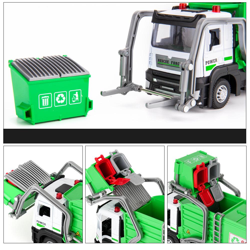 1/32 Garbage Collection Truck Car Model City Garbage Sorting Sanitation Clearing Vehicle Car Model Sound And Light Kids Toy Gift