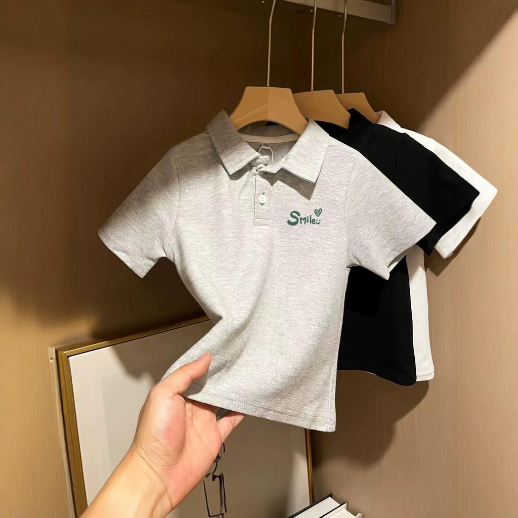 Kids Cotton Polo Shirt Summer Boys Girls Casual Short Sleeve Tee Top