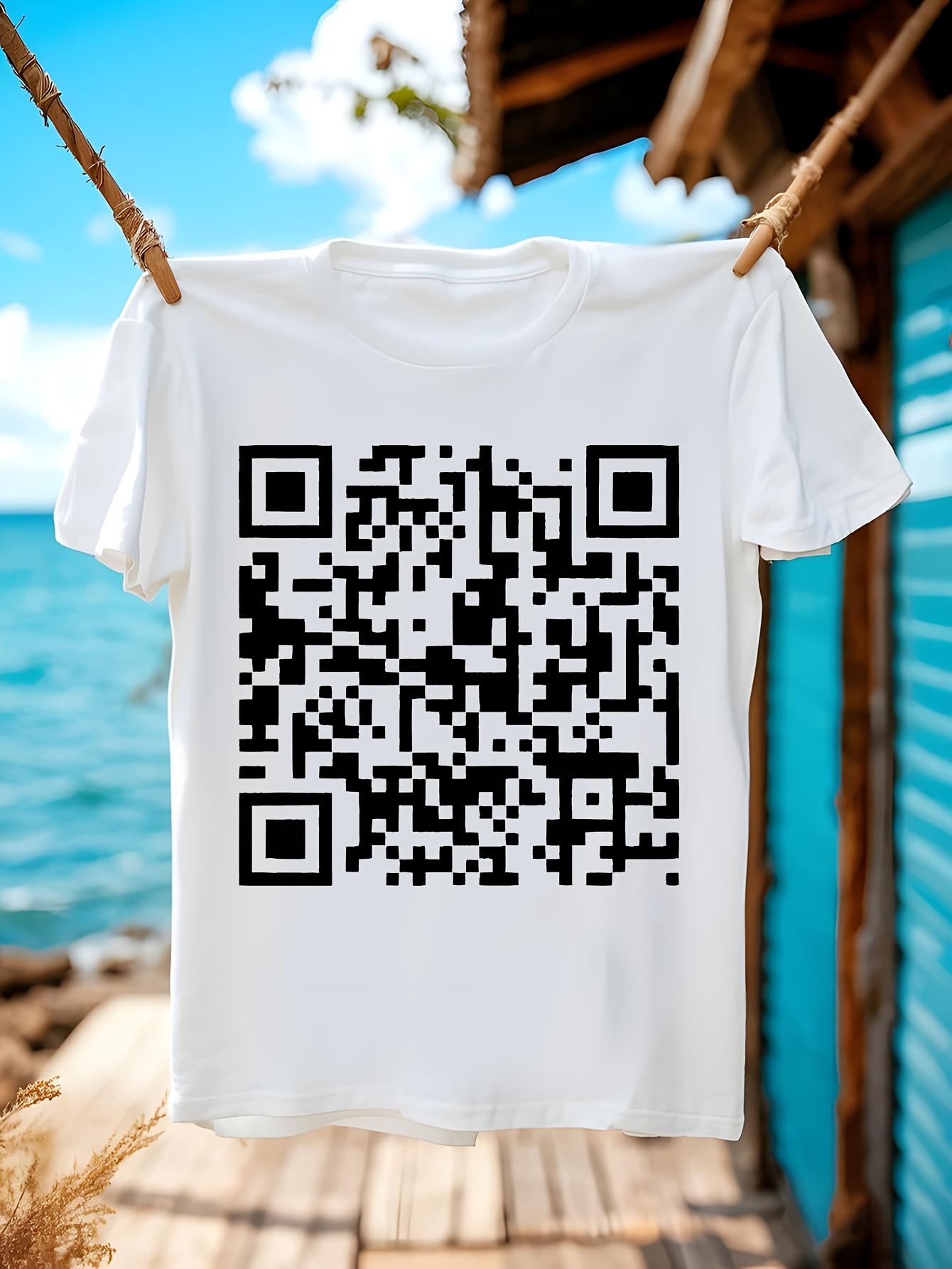 Rickroll QR Code Graphic Tshirt Minimalist Black QR Code ... XXL