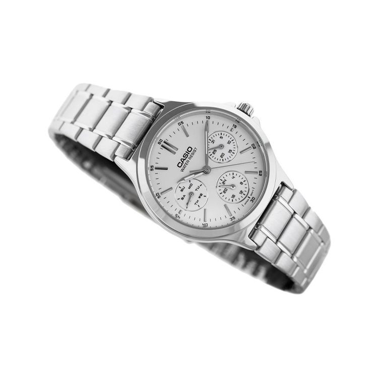 Casio Standard Series Dress Business Casual Roman Scale Quartz Movement Stainless Steel Strap Watch Women Watches White LTP-V300D-7A