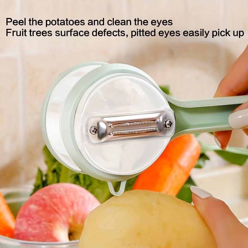 Multifunctional Fruit and Vegetable Peeler with Storage Box - Serrated Blade, Durable Plastic, Kitchen and Dorm Essential