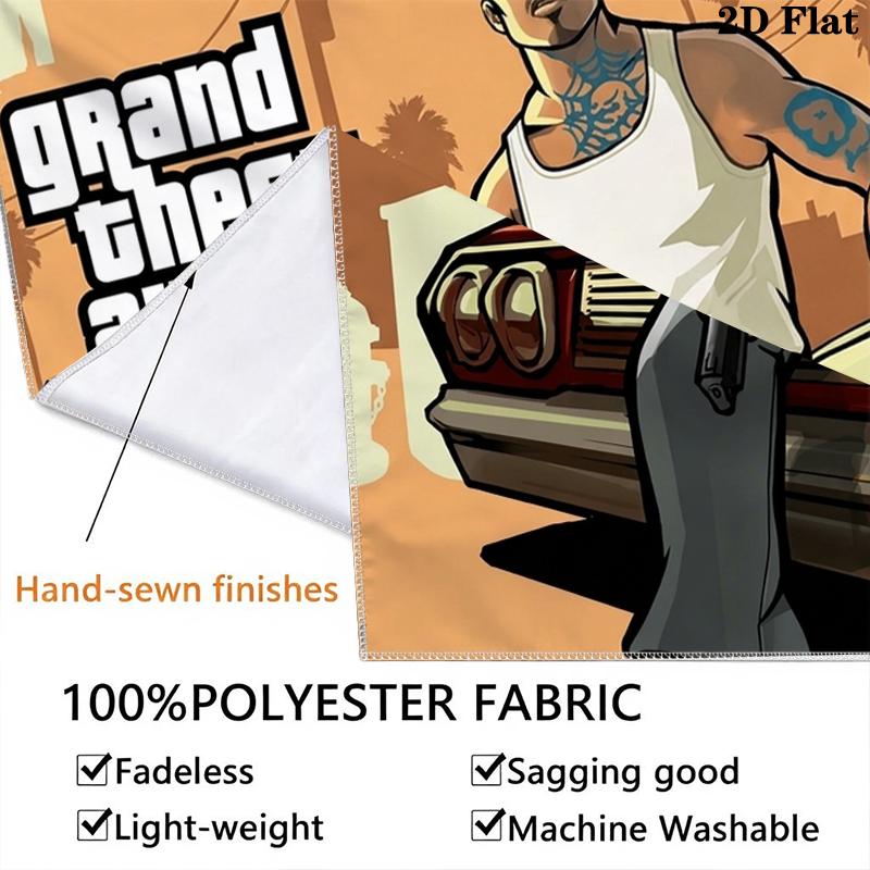 Grand Theft Auto Wandteppich Ästhetischer Wandbehang Bedruckter Stoffdecke Dekorative Wandteppiche für Schlafzimmer Wohnzimmer Heimdekoration