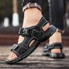 Sommersandalen für Herren, PU-Leder, leicht, offene Zehenpartie, flach, Freizeitschuhe für Herren, Outdoor-Wandersandalen für Herren, Strandschuhe, Größe 39–46