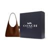 Coach Borsa Tote a Spalla Brooklyn 28 con Targhetta Logo in Pelle Scamosciata e Granata Grande da Donna Marrone Scuro CW637-B4WBR