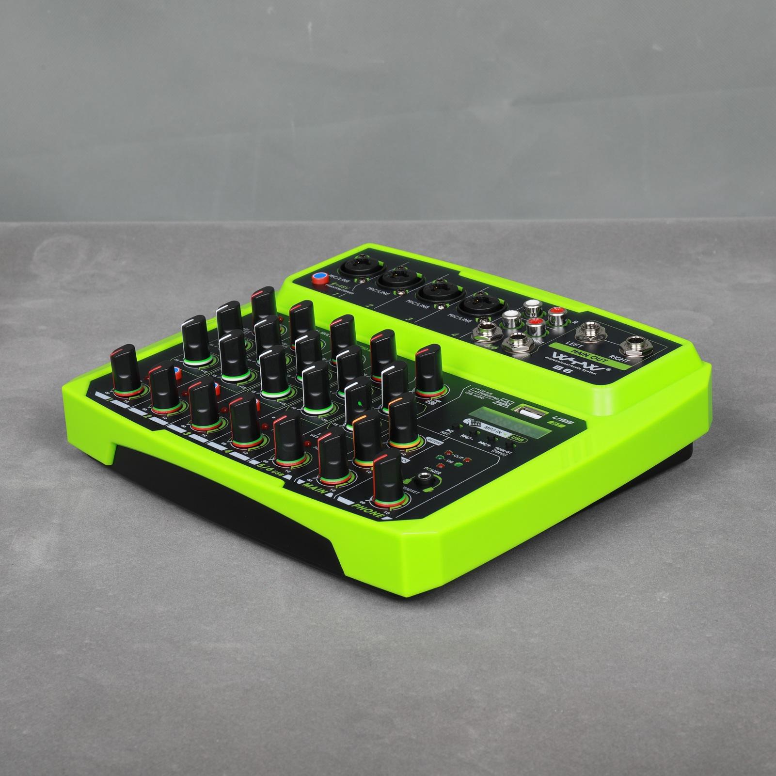 B6 Portable 6 Channels Audio Mixer USB Mixing Console Supports BT Connection with Sound Card Built in 48V Phantom Power