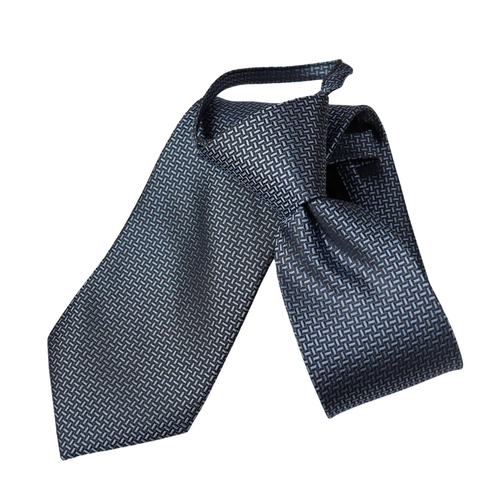 

[Michiko London] Freshers One-Touch Brand Necktie, Gift Box Included, Stylish Silk Blend Zipper Tie, No-Tie, Easy to Wear, Navy MKZP-30-A