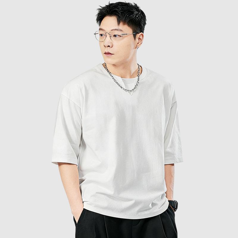 Plus Size Plus Size Men's Loose-fitting Short-sleeved T-shirt Tops Quarter-sleeved Round Neck Half-sleeved T-shirt