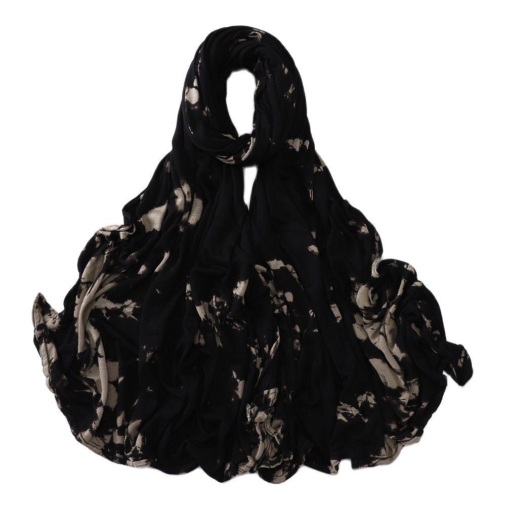 Plain Abstract Painting Modal Jersey Hijab Scarf Cotton Polyester Wrap Elastic Shawls Pashmina Foulards Ramadan Muslim Snood New