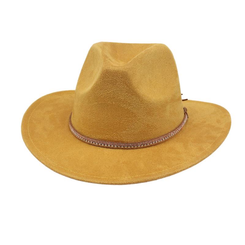 Solid Color And Western Cowboy Hat Felt Hat Woolen Top Hat Amazon Cross-Border Wholesale Retro Ethnic Fashion Hat