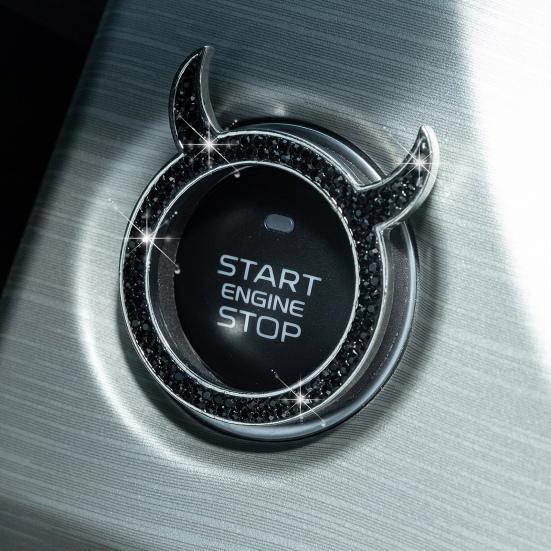 Rhinestone Car Ring Shiny Exquisite Fine Workmanship Devil Bling Ignition Ring Decoration Car Decor