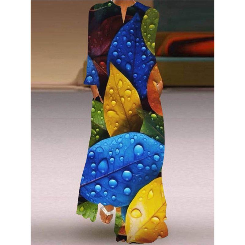 Summer Print Long Dress Women Beach Holiday Loose 3D Skirt