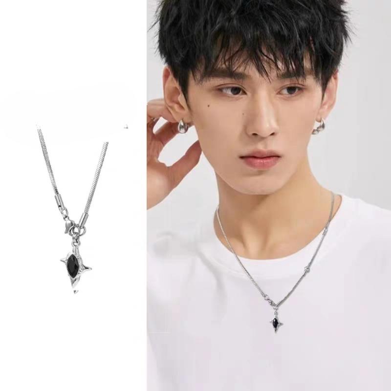 Exclusive Design Cross Necklace for Men - High-end and Luxurious Titanium Steel Pendant with Snake Bone Chain for Men