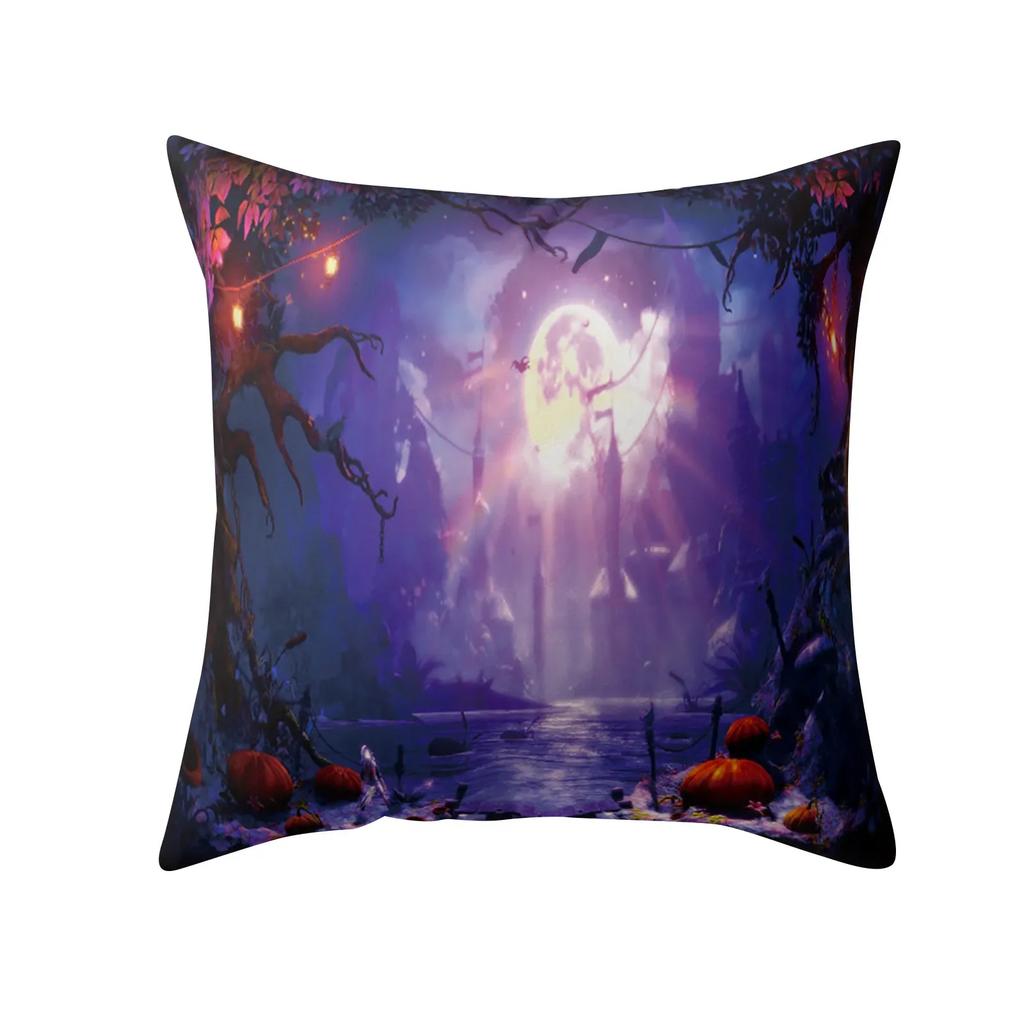 Halloween Horror Pumpkin Print Pattern Cushion Cover For Home Living Room Sofa Decoration Square Polyester Pillowcase