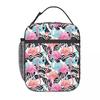 Black Striped And Cartoon Flamingo Insulated Lunch Bag for Office Cooler Thermal Food Box Tote Leakproof Lunch Boxes Container