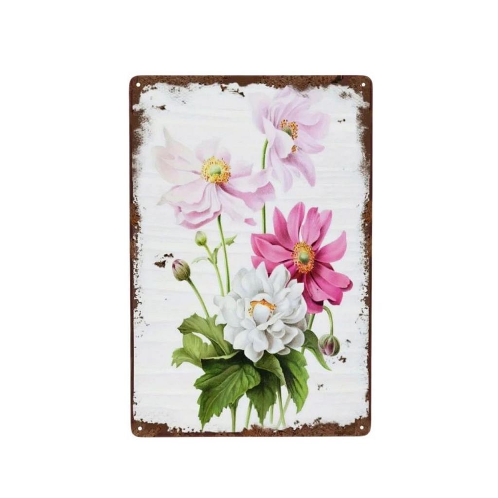 Welcome Metal Tin Signs Flowers Wall Decoration Plaque Vintage Art Poster Iron Painting for Man Cave Home Cafe Garden Club Bar